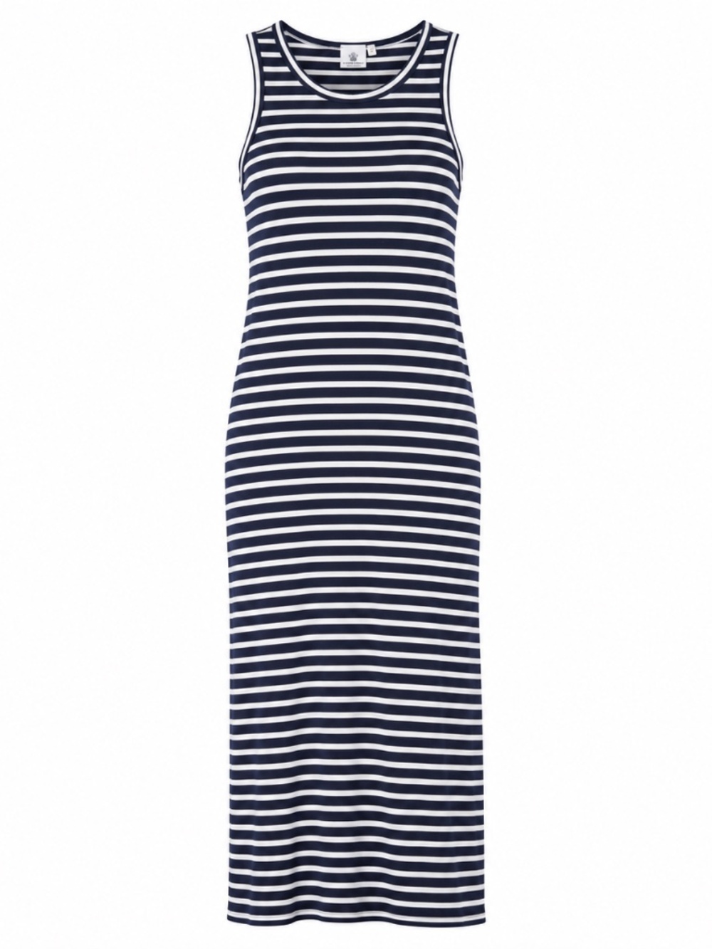Navy and white striped dress in women’s size Small.